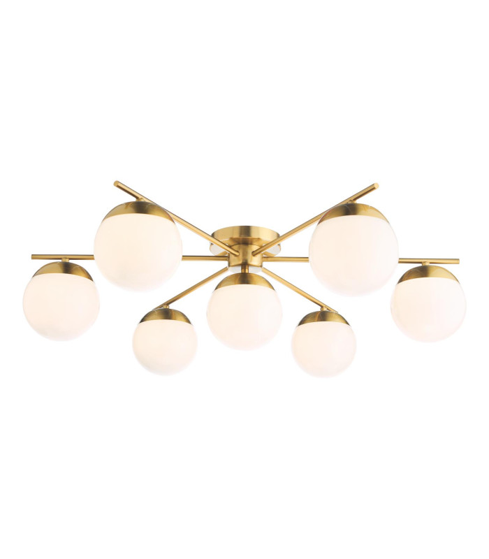 Bombazine 7 Light Semi-Flush Natural Brass and Opal Glass-1