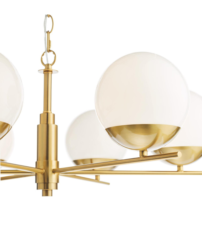 Bombazine 6 Light Ceiling Pendant Natural Brass and Opal Glass-6