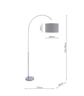 Bow Floor Lamp Satin Nickel With Shade-2