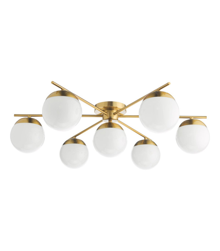 Bombazine 7 Light Semi-Flush Natural Brass and Opal Glass-5
