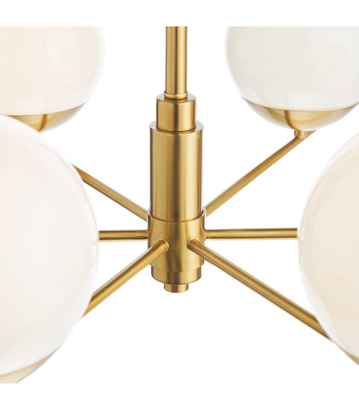 Bombazine 6 Light Ceiling Pendant Natural Brass and Opal Glass-7