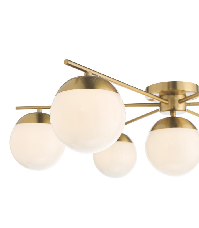 Bombazine 7 Light Semi-Flush Natural Brass and Opal Glass-6