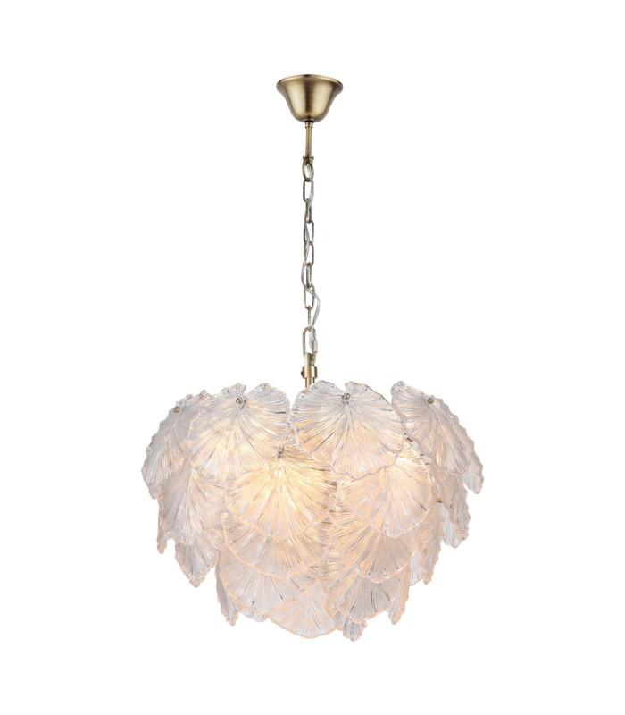 Courtney 10 Light Ceiling Pendant Textured Glass and Antique Brass-1
