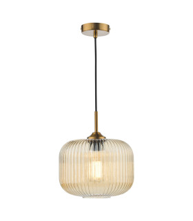 Demarius Ceiling Pendant Natural Brass and Amber Glass-1