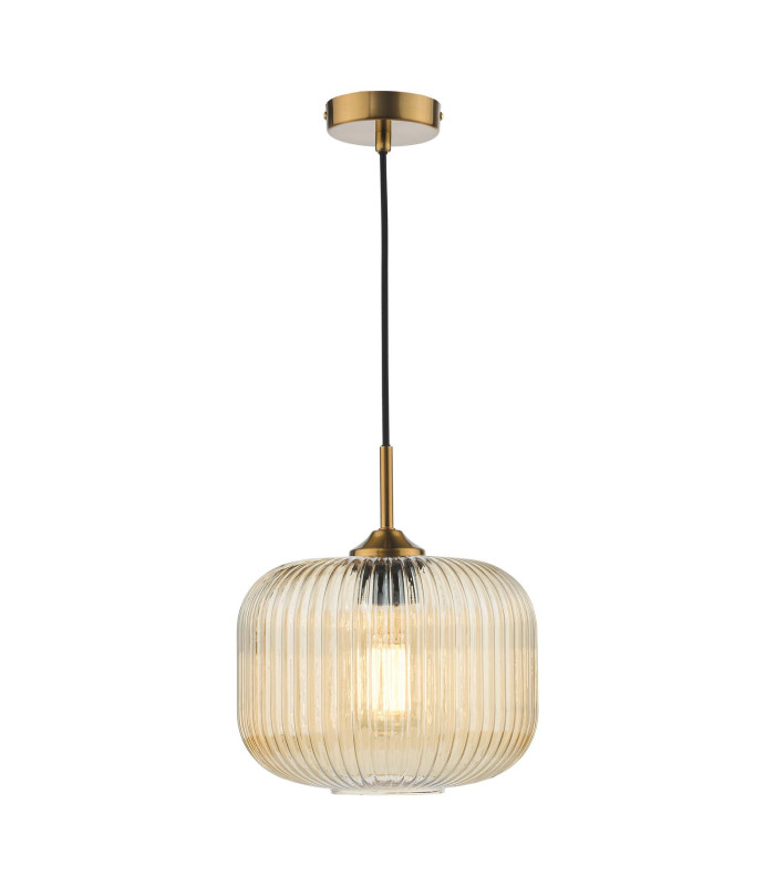 Demarius Ceiling Pendant Natural Brass and Amber Glass-1