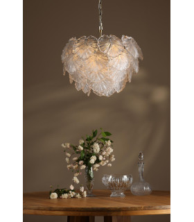 Courtney 10 Light Ceiling Pendant Textured Glass and Antique Brass-2