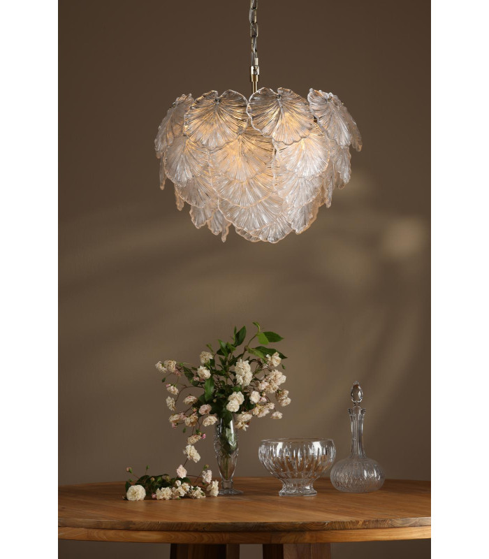 Courtney 10 Light Ceiling Pendant Textured Glass and Antique Brass-2