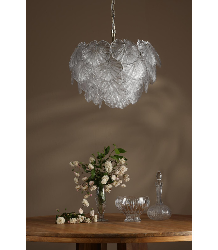 Courtney 10 Light Ceiling Pendant Textured Glass and Antique Brass-3