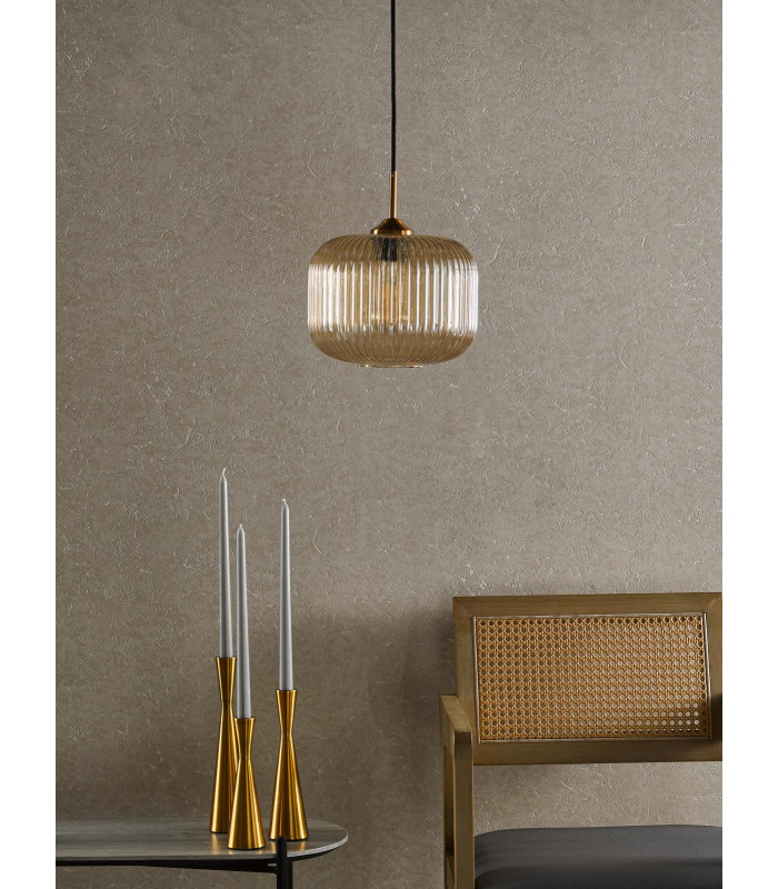 Demarius Ceiling Pendant Natural Brass and Amber Glass-3
