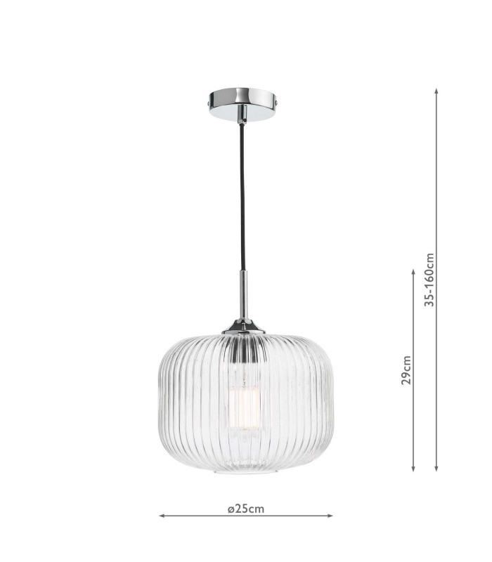 Demarius Ceiling Pendant Polished Chrome and Clear Glass-4