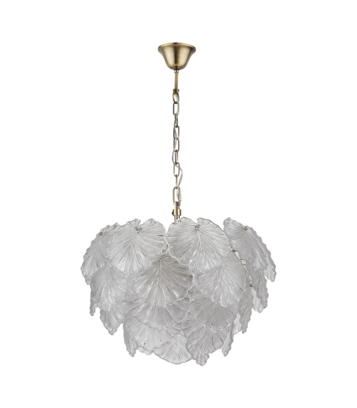 Courtney 10 Light Ceiling Pendant Textured Glass and Antique Brass-5