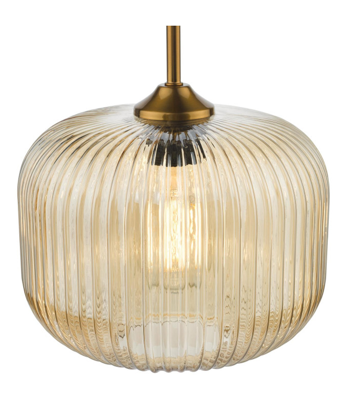 Demarius Ceiling Pendant Natural Brass and Amber Glass-6