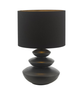 Discus Ceramic Table Lamp Black With Shade-1