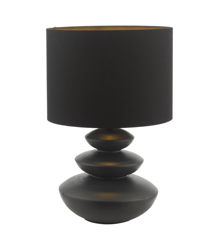 Discus Ceramic Table Lamp Black With Shade-1