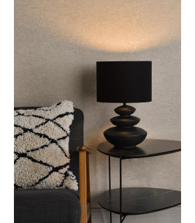 Discus Ceramic Table Lamp Black With Shade-2