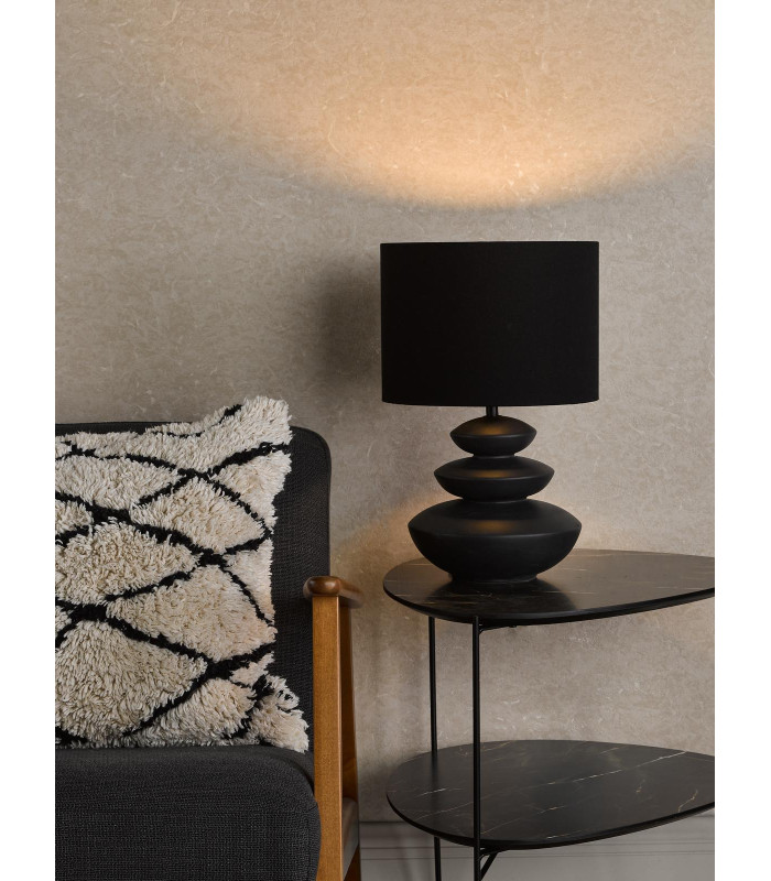 Discus Ceramic Table Lamp Black With Shade-2