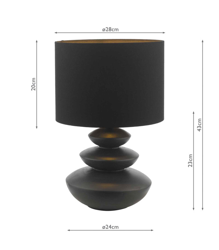 Discus Ceramic Table Lamp Black With Shade-4