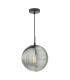 Evander Single Ceiling Pendant Matt Black and Smoked Glass-1
