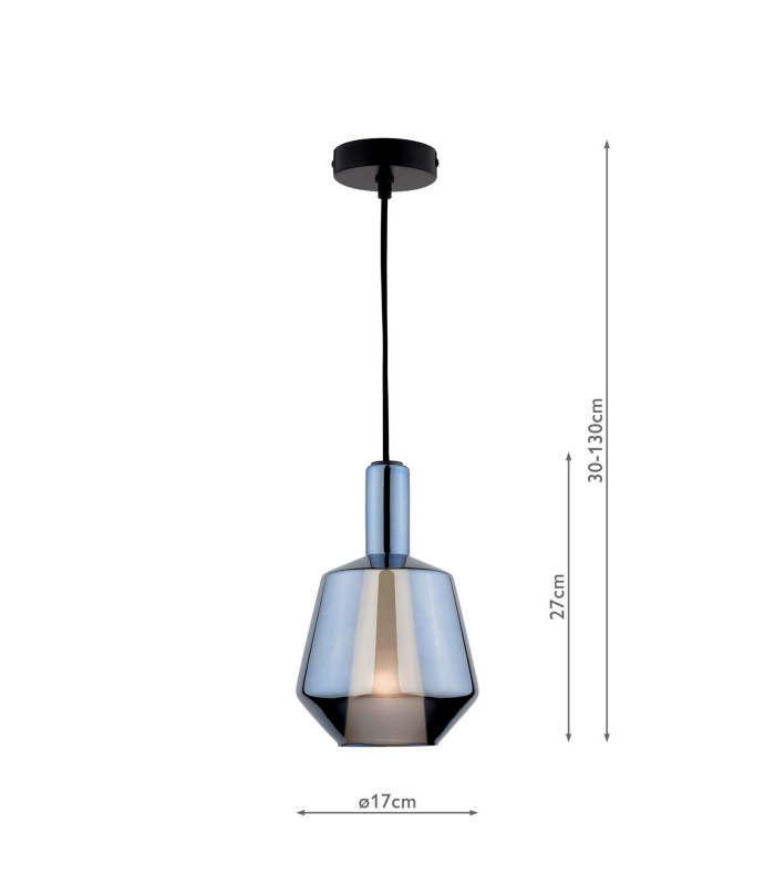 Esmeralda Small Ceiling Pendant Blue Glass and Opal Glass-2