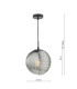 Evander Single Ceiling Pendant Matt Black and Smoked Glass-4