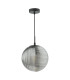 Evander Single Ceiling Pendant Matt Black and Smoked Glass-5