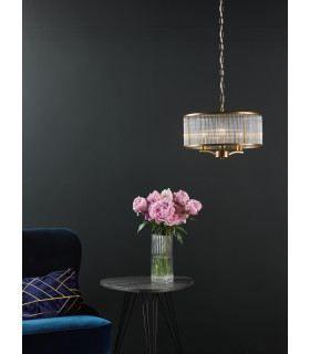 Evelyn 3 Light Ceiling Pendant Antique Bronze and Glass-2