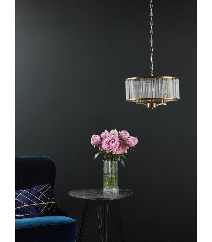 Evelyn 3 Light Ceiling Pendant Antique Bronze and Glass-3