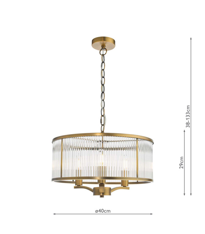 Evelyn 3 Light Ceiling Pendant Antique Bronze and Glass-4