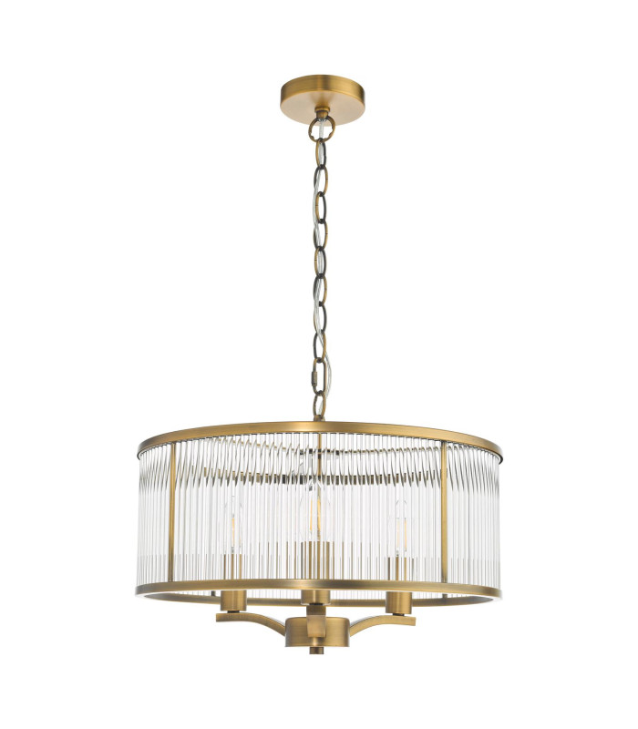 Evelyn 3 Light Ceiling Pendant Antique Bronze and Glass-5