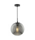 Evander Single Ceiling Pendant Matt Black and Smoked Glass-9