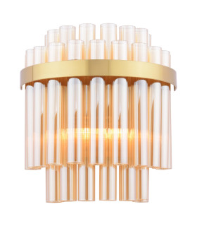 Imani Wall Light Natural Brass and Champagne Ribbed Glass-1