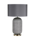 Helicon Table Lamp Grey Ribbed Glass and Antique Brass With Shade-5