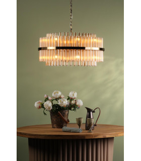Imani 16 Light Ceiling Pendant Natural Brass and Champagne Ribbed Glass-2