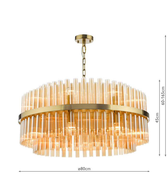 Imani 16 Light Ceiling Pendant Natural Brass and Champagne Ribbed Glass-4