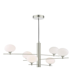 Jasper 6 Light Ceiling Pendant Satin Nickel and Opal Glass-1