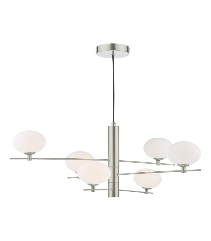Jasper 6 Light Ceiling Pendant Satin Nickel and Opal Glass-1