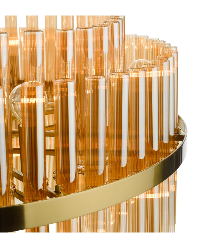 Imani 16 Light Ceiling Pendant Natural Brass and Champagne Ribbed Glass-6