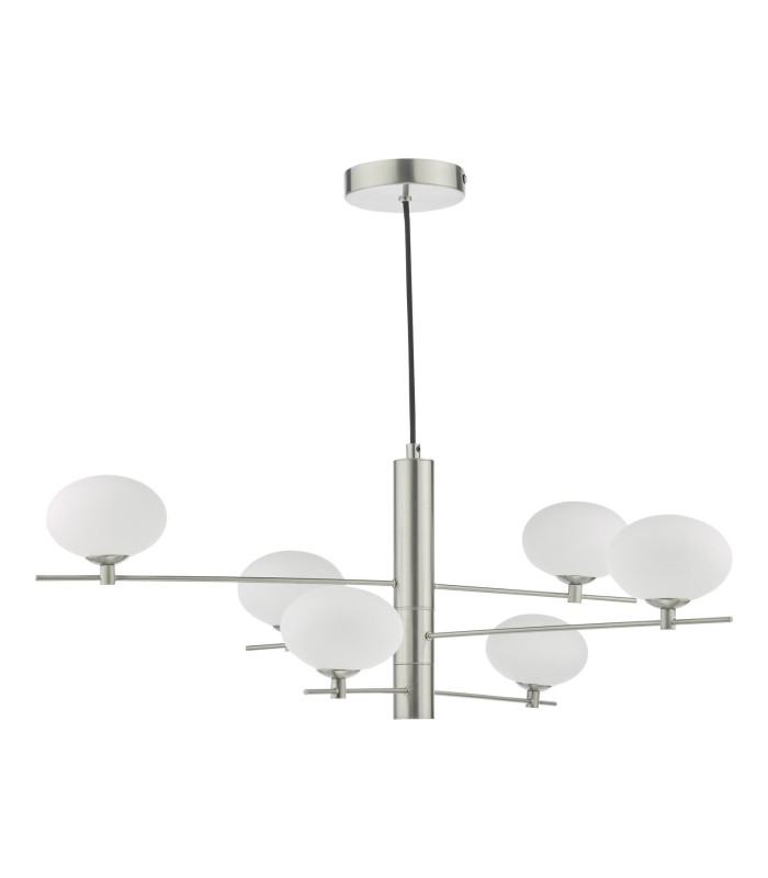 Jasper 6 Light Ceiling Pendant Satin Nickel and Opal Glass-5