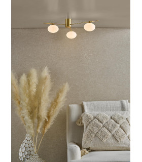Jasper 3 Light Semi-Flush Satin Gold and Opal Glass-2