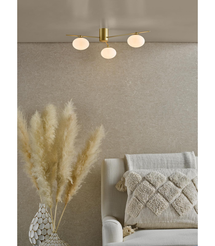 Jasper 3 Light Semi-Flush Satin Gold and Opal Glass-2