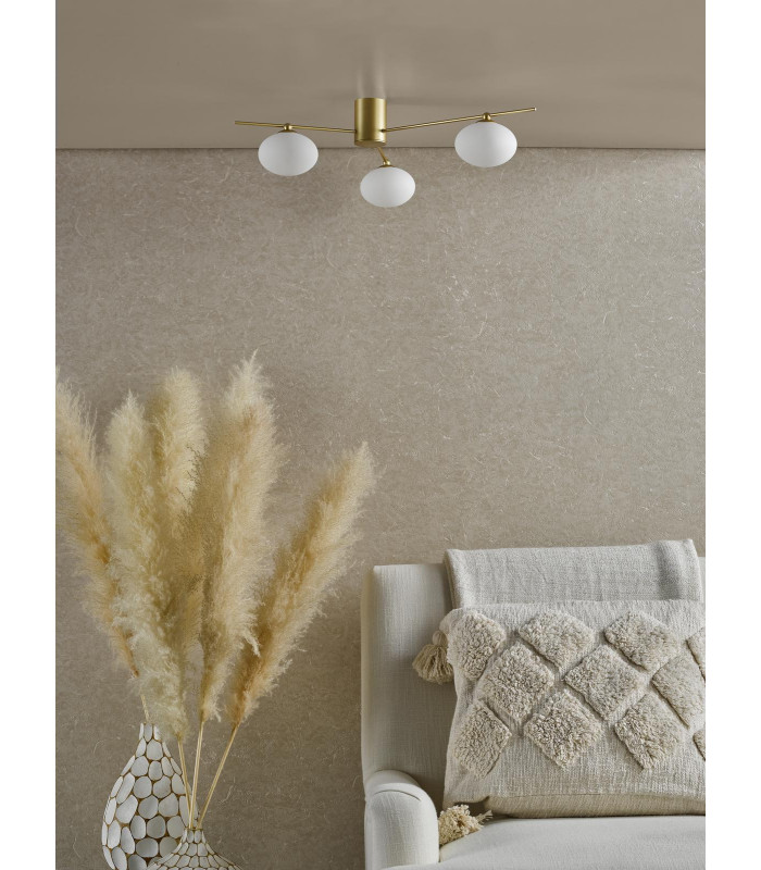 Jasper 3 Light Semi-Flush Satin Gold and Opal Glass-3