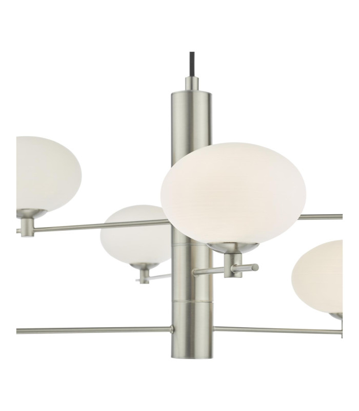 Jasper 6 Light Ceiling Pendant Satin Nickel and Opal Glass-8