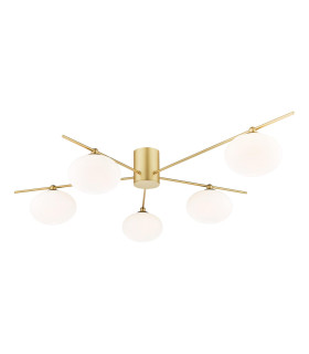Jasper 5 Light Semi-Flush Satin Gold and Opal Glass-1