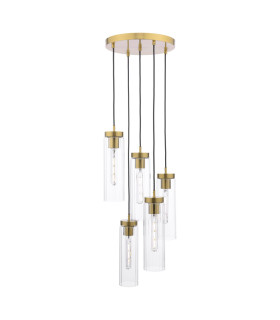 Jodelle 5 Light Cluster Ceiling Pendant Polished Bronze and Glass-1
