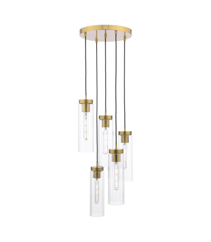 Jodelle 5 Light Cluster Ceiling Pendant Polished Bronze and Glass-1