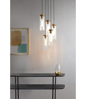 Jodelle 5 Light Cluster Ceiling Pendant Polished Bronze and Glass-2
