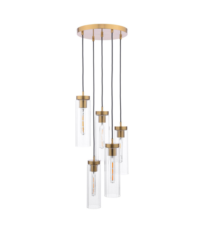 Jodelle 5 Light Cluster Ceiling Pendant Polished Bronze and Glass-4