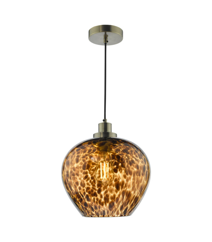 Leandra Ceiling Pendant Tortoiseshell Glass and Antique Brass-1