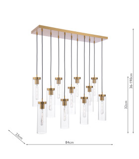 Jodelle Bar Ceiling Pendant Polished Bronze and Glass-2