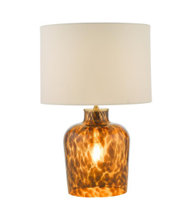 Leandra Dual Light Table Lamp Tortoiseshell Glass With Shade-1
